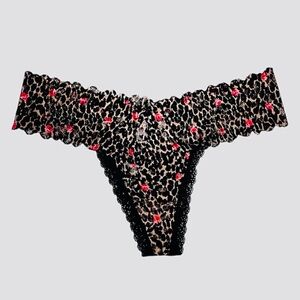 **SOLD** VS Leopard Print Thong with Red Floral Accents